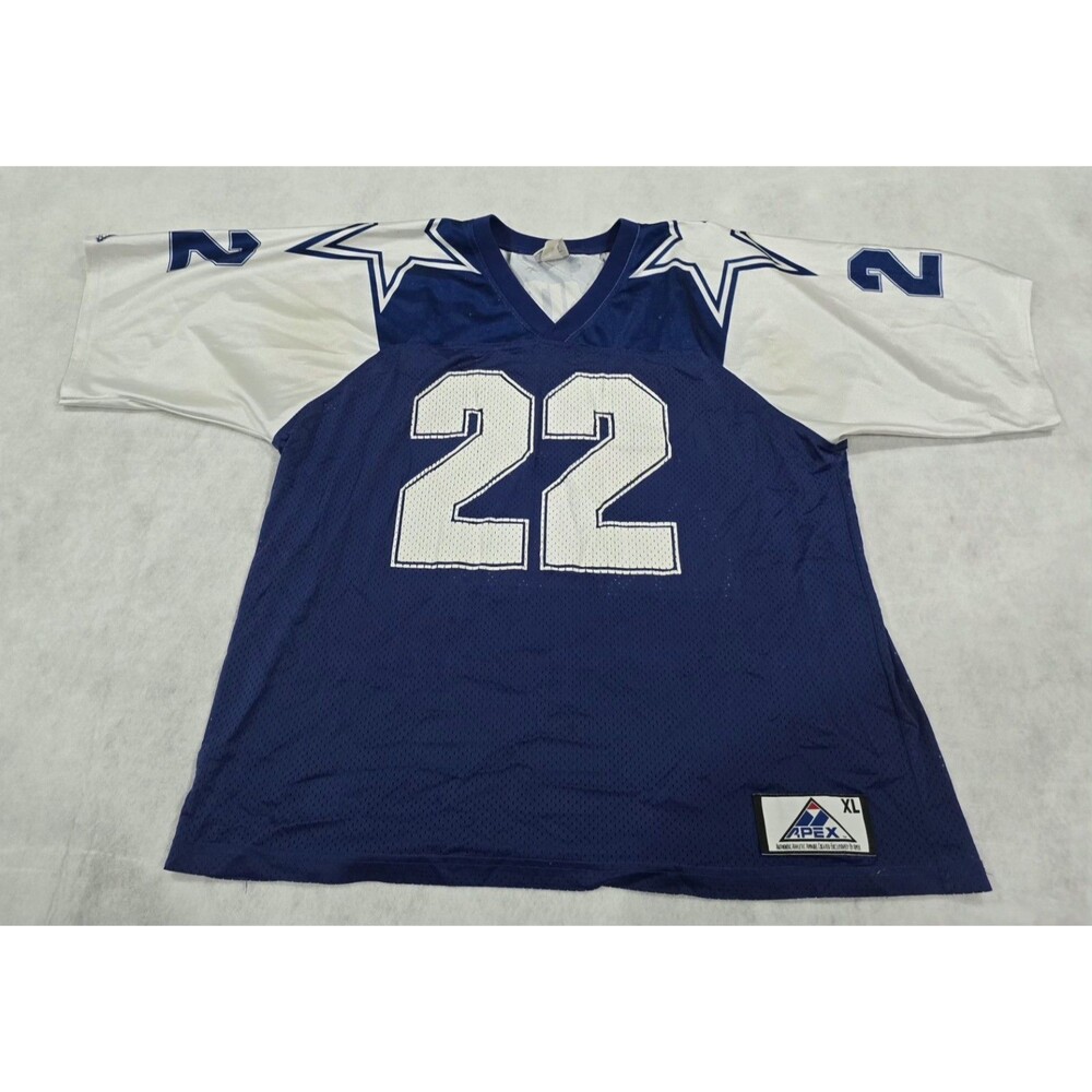 Vintage Apex Dallas Cowboys Emmitt Smith #22 Jersey Mens XL Blue White NFL